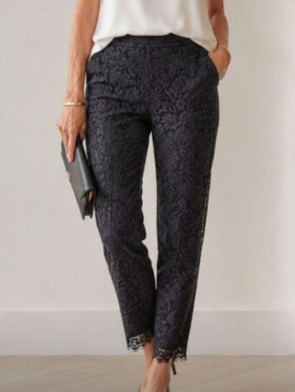 Talbots RSVP Lace Ankle pants Navy Blue